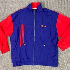 Vintage 90s Adidas Windbreaker Jacket Men's Large Nylon Colorblock Full Zip